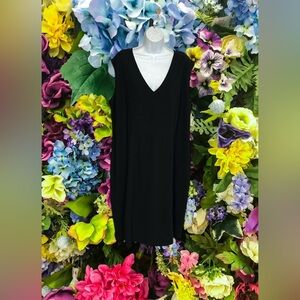 CATO Black 22/24W Sleeveless V Neck Sheath Dress Stretch Lined Gold Zipper‎